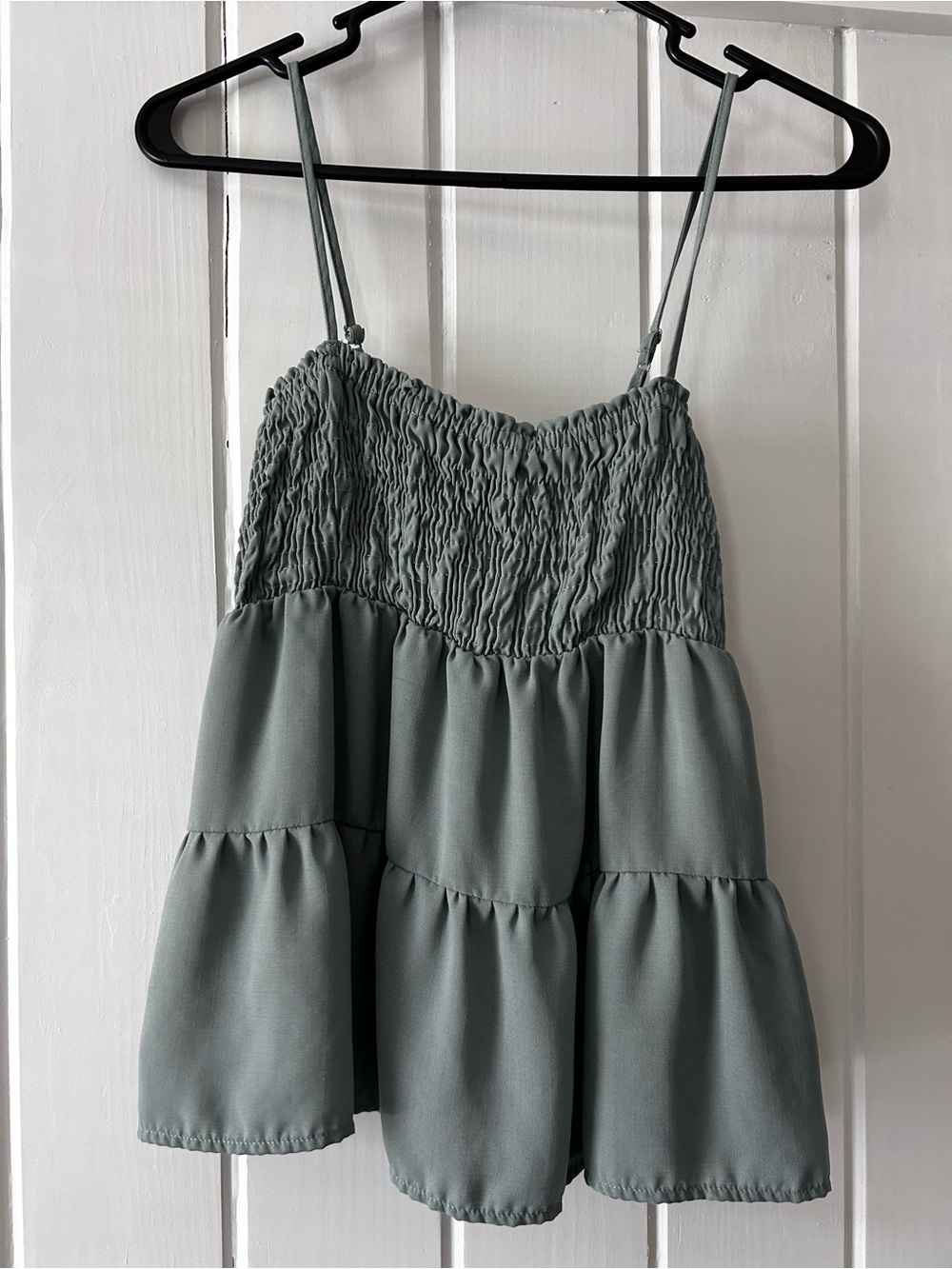 Paper Crane | Sage Green Smocked Tiered Cami